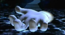 Master Hand collapsed on the ground.