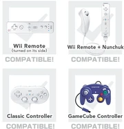 The four different controllers available for use with Super Smash Bros. Brawl.