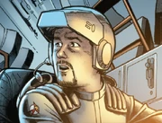 This image of a Galactic Republic helmsman on the Courageous, who was later retconned into Carth Onasi, was based on John Jackson Miller.