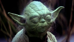 Yoda having a Force vision on Dagobah.
