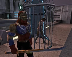 Bastila, held prisoner by the Black Vulkars.