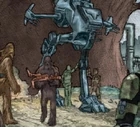 A two-man open-cockpit walker on Kashyyyk.