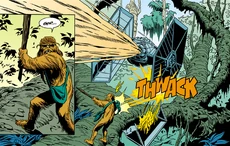 Groznik destroying a TIE fighter with a stick.