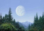 The planet Endor seen from its forest moon.
