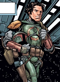 Jango, in full Mandalorian armor, just prior to the Battle of Korda 6.