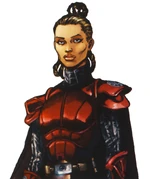 Sigel Dare wearing the armor of an Imperial Knight