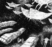 Oswaft fighting the Imperial fleet.