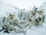 Rebels in the trenches during the battle..