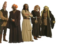 High Council members in 19 BBY—Ki-Adi-Mundi, Plo Koon, Agen Kolar, Saesee Tiin and Kit Fisto.