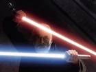 Dooku wielding two lightsabers.