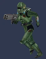 A swamp trooper wielding an FC-1 flechette launcher.