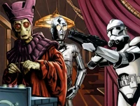 Sentepeth Findos reluctantly grants the Federation's assets to the Empire at the end of the Clone Wars.