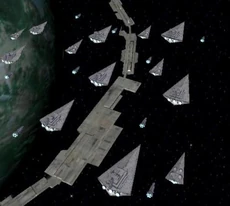 The Imperial fleet masses over Kuat, preparing for the imminent battle.