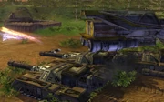 Legion MZ-8 Mobile Pulse Cannons engaging enemy forces whilst raiding a stygium mine