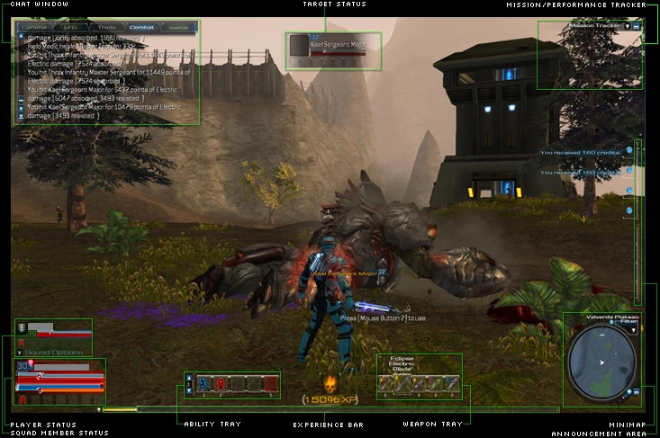 Tabula Rasa User Interface Layout