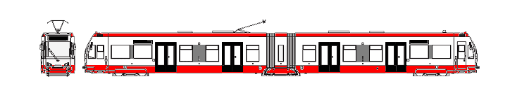 diagram of a Tramlink Flexity Swift tram