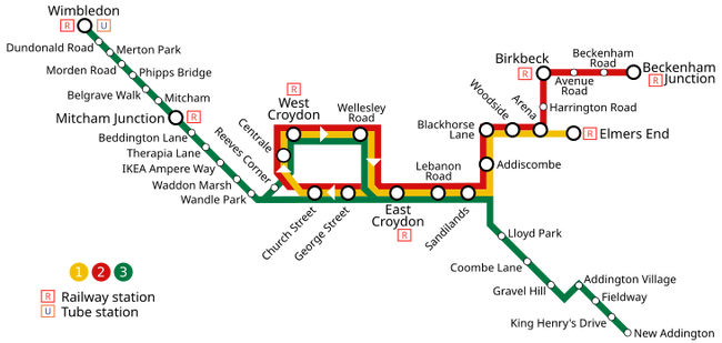 A map of the Tramlink network.