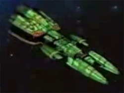 Behold in all its green glory: Robotech's SDF-5!