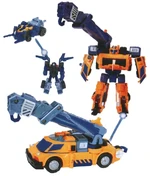 Smokescreen and his Mini-Con partner Liftor -- a Deluxe Supercon Autobot from the early waves of Armada (and its most enduring shelfwarmers).