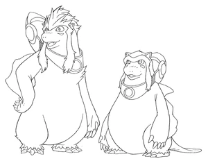 "...with photon flippers!" (Gomya is on the right.)