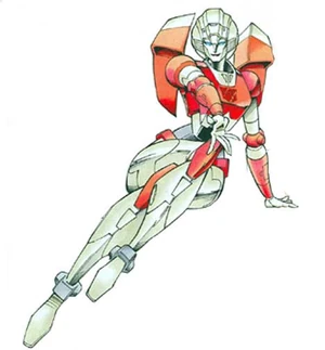 Arcee, the most famous female Transformer, poses for the boys. Way to set an example there.