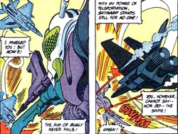 Upon close inspection, Skywarp's teleportation power is merely a goofy loop-de-loop.