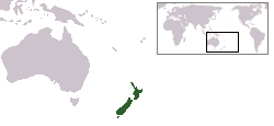 Map showing the location of New Zealand.