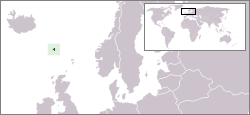 Map showing the location fo the Faroe Islands.