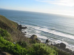 The coastline of Marin County, California, which is due north of San Francisco.