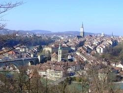 Bern city taken from the east looking towards the centre.