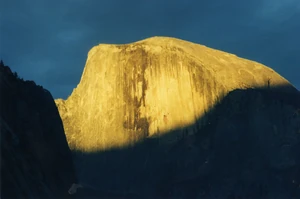 Alpenglow at sunset on one of Yosemite National Park's best known landmarks, Half Dome.