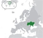 Map showing the location of Ukraine.