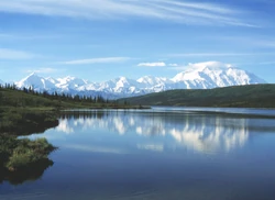 Wonder Lake, and Mt. McKinnley in the background, Denali National Park, Alaska.