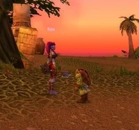 A character affected by "Shrink" compared to a normal sized character.