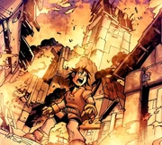 Young Varian in the burning streets of Stormwind