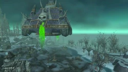 Naxxramas' new location, floating above the Alliance encampment in the Dragonblight