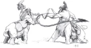 Two fighting magnataur