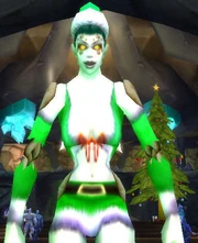 Undead female wearing Green Winter Clothes and hat.