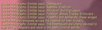 Text under the 'Doomguard' hologram emitter on the Exodar
