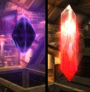 The dark crystal from which the Ashbringer would be crafted, before and after its purification
