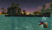 The bobber splash effect consists of a few unfocused white particles shuffling around the bobber for about a second.