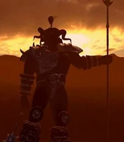 Orcs stand triumphant after battle.