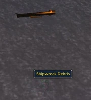 Salvaged Strongboxes appear below the water under floating burning debris.