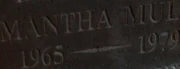 An extract from the Mulder family cemetery marker, showing the dates of Samantha's birth and death.