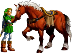 Artwork of Link and Epona from Ocarina of Time