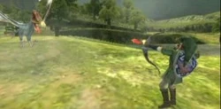 Link firing a Bomb Arrow in Twilight Princess