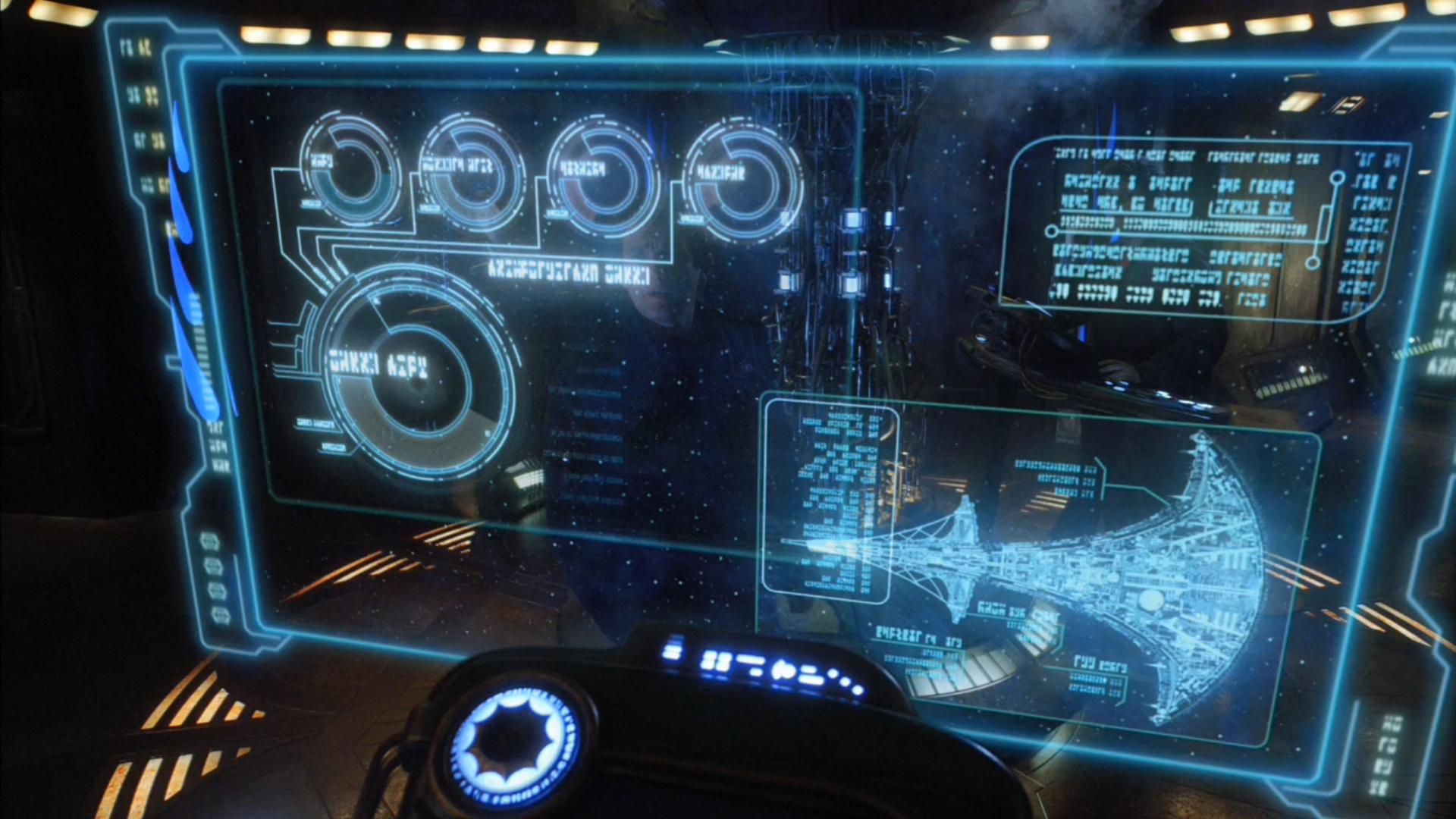 Screens on an exploration ship