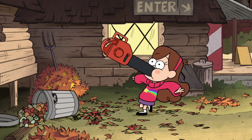S1e1 mabel leaf blower accident.png